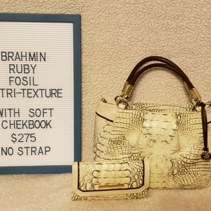 Brahmin Ruby Fosil Tri-Texture and matching wallet